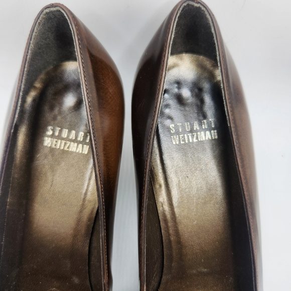 Stuart Weitzman Womens Size 39 Leather Brown Pumps Penny Loafer Career Vintage - Picture 5 of 12
